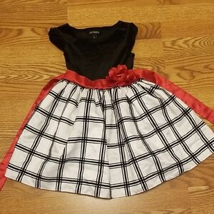 George Kids Dress with Black Top and Red Sash For Bow